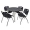 Kee Kee Round Table & Chair Set, Wood, Metal, Plastic Top, Grey TB42RNDGYBPCM47BK - alternate 1